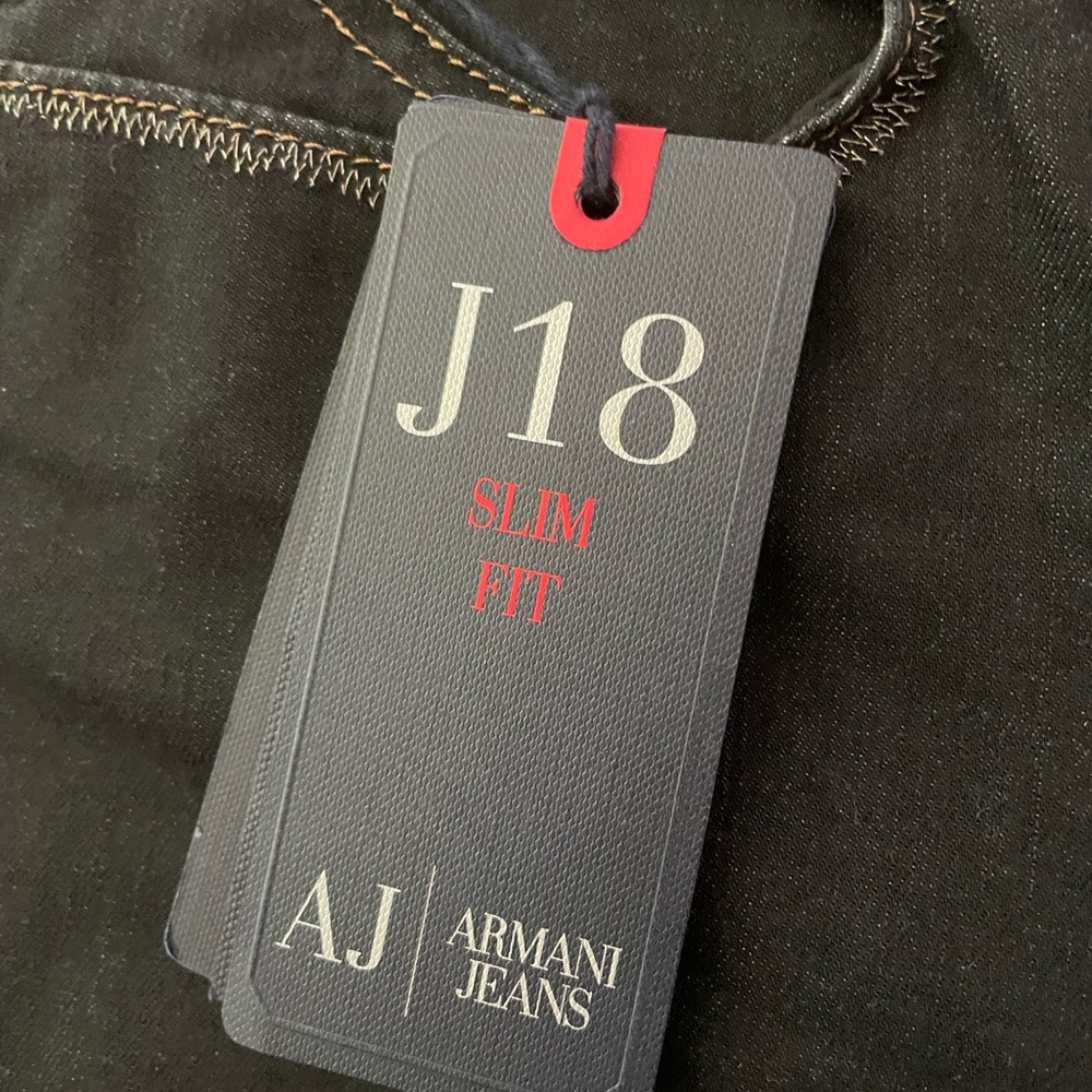 NWT Armani Skinny Slim Jeans Black Denim, Size 26 - Picture 4 of 9